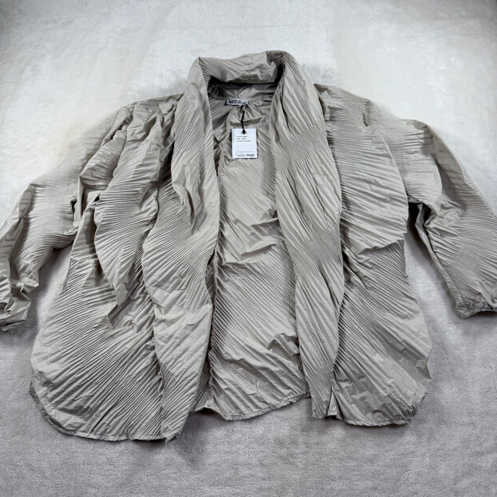 Alquema AJ080 Accordion Pleat Cloud Jacket Silver One Size NWT Draped Open Front